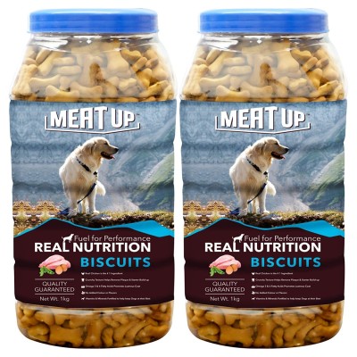 Meat Up Chicken Flavour Real Chicken Biscuit, 1kg ( Buy 1 Get 1 Free)